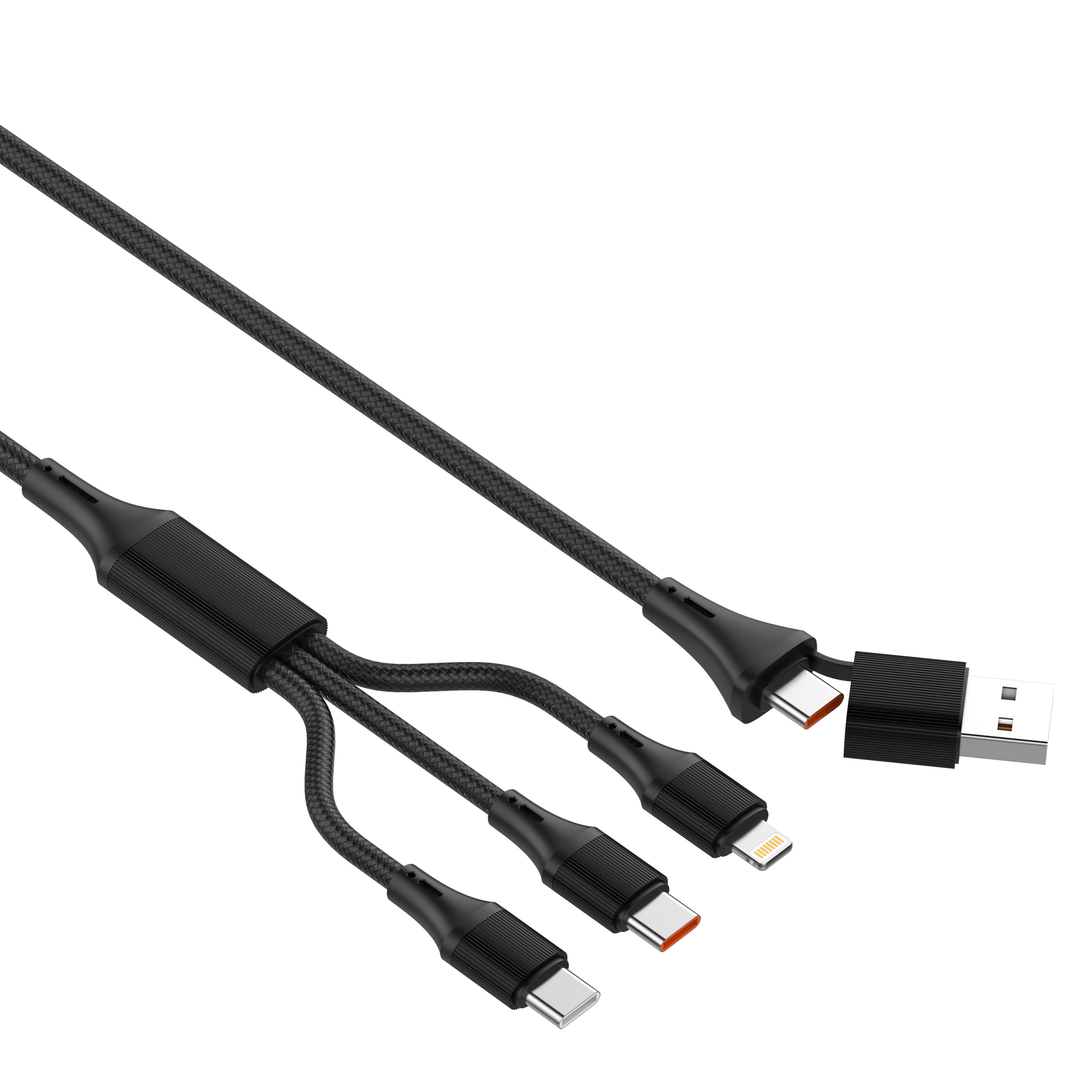 LDNIO 2-in-3 Fast Charging Data Cable (USB-A + USB-C to Dual USB-C + Lightning) LC97UC