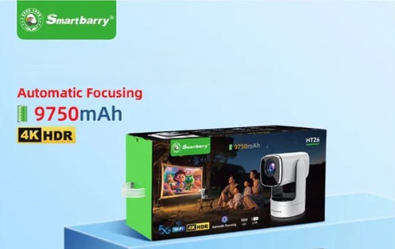 Smartbarry 4K HDR Projector, 5G WiFi, 9750mAh, Automatic Focusing